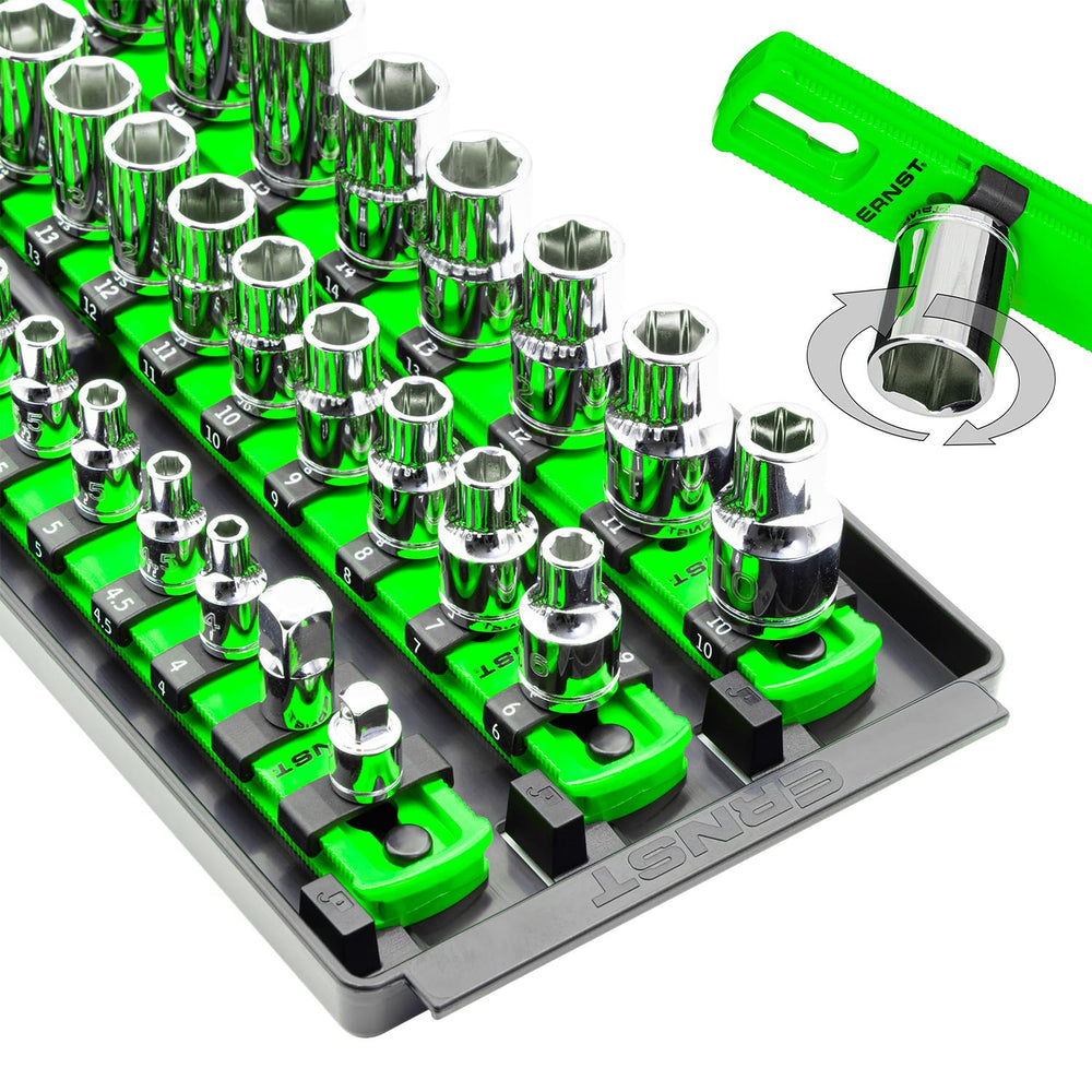 Ernst Manufacturing front view of Socket Boss tray showing organized sockets and compact benefit