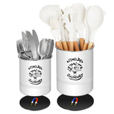 ESUDNT front packaging showing two utensil crocks and benefits for RV organization