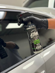 Ethos Handcrafted Car Care painted panel before and after showing restored gloss