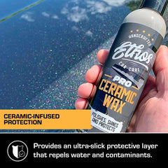 Ethos Handcrafted Car Care applicator pad in hand demonstrating quick wipe-on ease