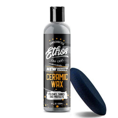 Ethos Handcrafted Car Care front bottle showing label and easy application benefit