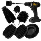 ETOUPA front view of 8-piece drill brush kit showing included heads and extender, quick-start cleaning
