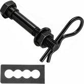 eVerHITCH hitch pin front view showing black finish and secure fit benefit