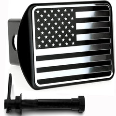 eVerHITCH close-up of stainless-steel flag emblem highlighting rust resistance