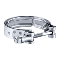 EVIL ENERGY front view of 2.5-inch V-band clamp showing overall fit and finish, reliable sealing