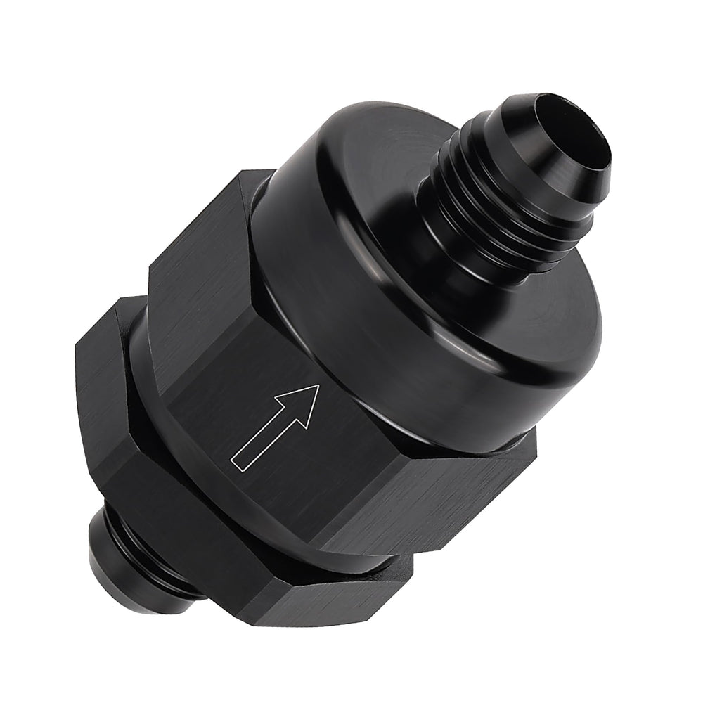 EVIL ENERGY front view of 6AN check valve showing compact body and finish