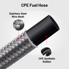 EVIL ENERGY close-up of stainless steel braid revealing durable reinforcement and abrasion resistance