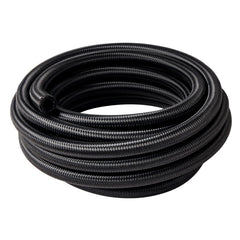 EVIL ENERGY front view of 20ft AN6 braided hose showing full spool and label benefit durability