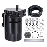 EVIL ENERGY front view of the 300ml catch can showing compact mount and ports, for cleaner intake