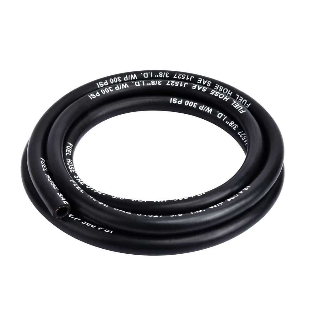 EVIL ENERGY front view of 3/8 inch 10ft marine fuel hose showing product profile and benefits