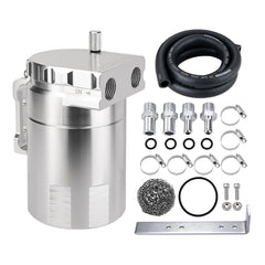 EVIL ENERGY front view catch can showing aluminum body and mounting bracket benefit: durable protection