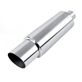 EVIL ENERGY front view polished muffler showing sleek finish and durable construction