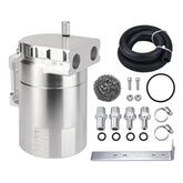 EVIL ENERGY front view silver catch can showing compact durable design and corrosion resistance