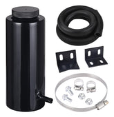 EVIL ENERGY front view of black aluminum overflow tank showing compact design and durability