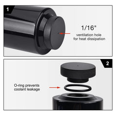 EVIL ENERGY hose connection detail with 5/16" fitting illustrating leak-resistant installation