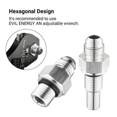 EVIL ENERGY adapter installed on transmission port demonstrating easy connection benefit