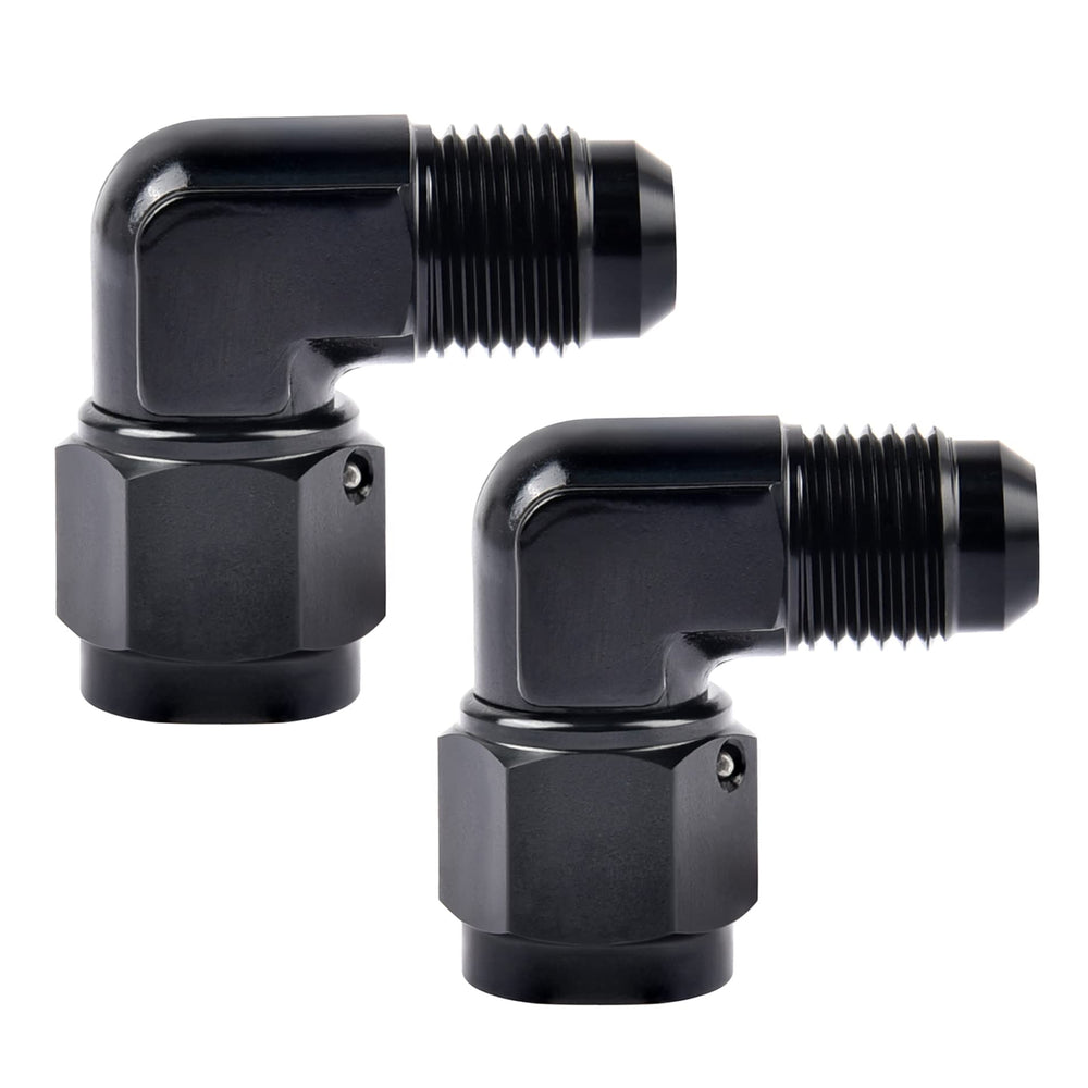 EVIL ENERGY front view of 6AN female to 6AN male swivel adapter showing finish and shape, durable fit