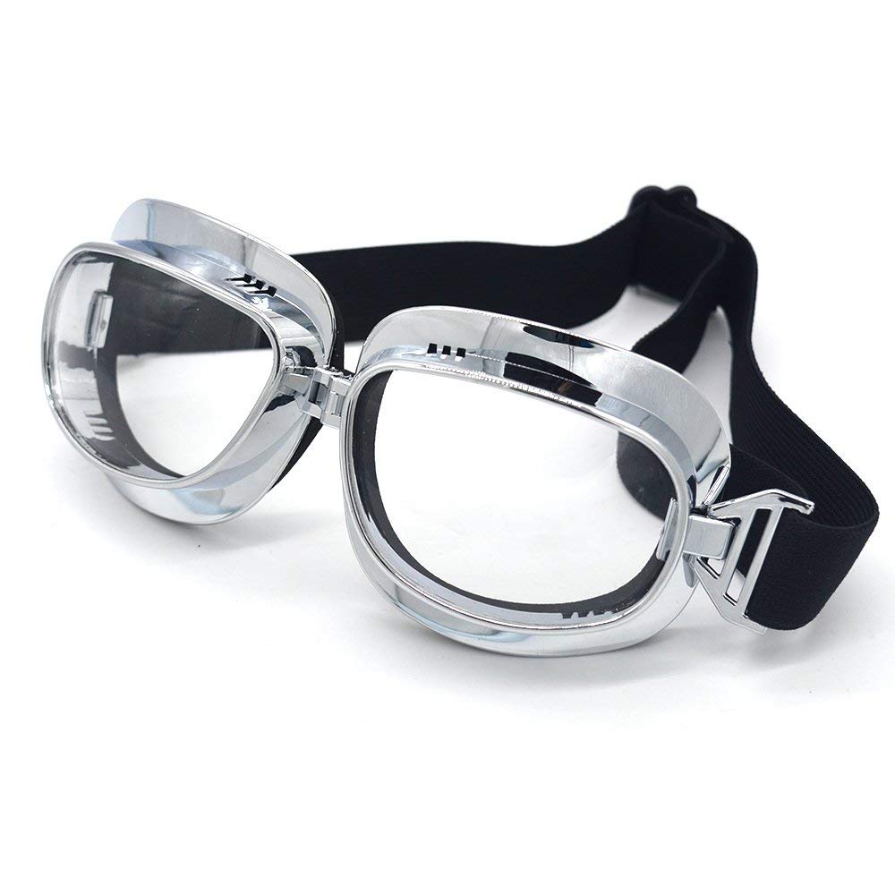 evomosa front view of goggles showing vintage pilot style and full-face coverage