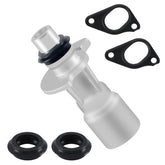 EVRBUL front view of aluminum oil cooler connector showing fitment benefit