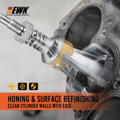 EWK flexible shaft detail highlighting self-aligning motion for even finish