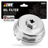 EWK front view of 64.5mm oil filter wrench showing fit and precision for secure grip