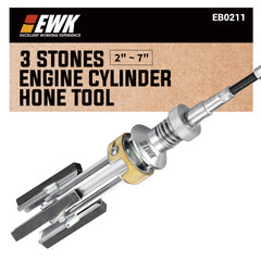 EWK front view hone tool showing three stones and shaft, durable precision