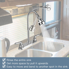 EXCELFU close-up of rotatable spout and spray head for flexible rinsing