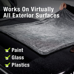 ExoForma folded on car hood demonstrating quick coverage and streak-free drying