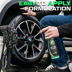 ExoForma before-and-after tire comparison highlighting restored gloss