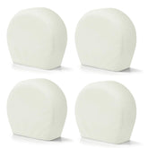 Explore Land front view of four off-white tire covers showing protected wheels