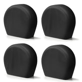 Explore Land front view of black tire cover showing full protection and neat fit