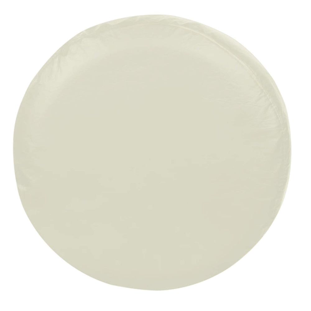 Explore Land front view of white spare tire cover showing full fit and protection