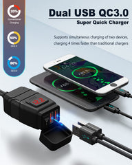 EXTRACTME close-up of two USB-A ports highlighting Quick Charge 3.0 fast-charge capability