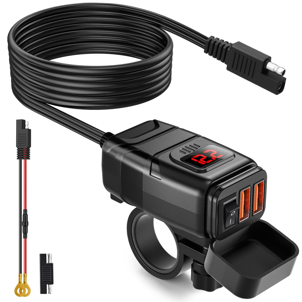 EXTRACTME front view of dual-port charger showing compact housing and ports for fast charging