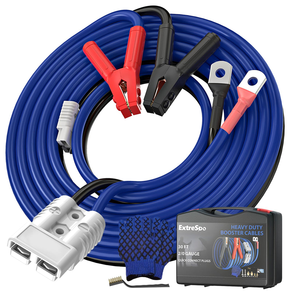ExtreSpo front packaging showing 30 ft jumper cable kit and benefits