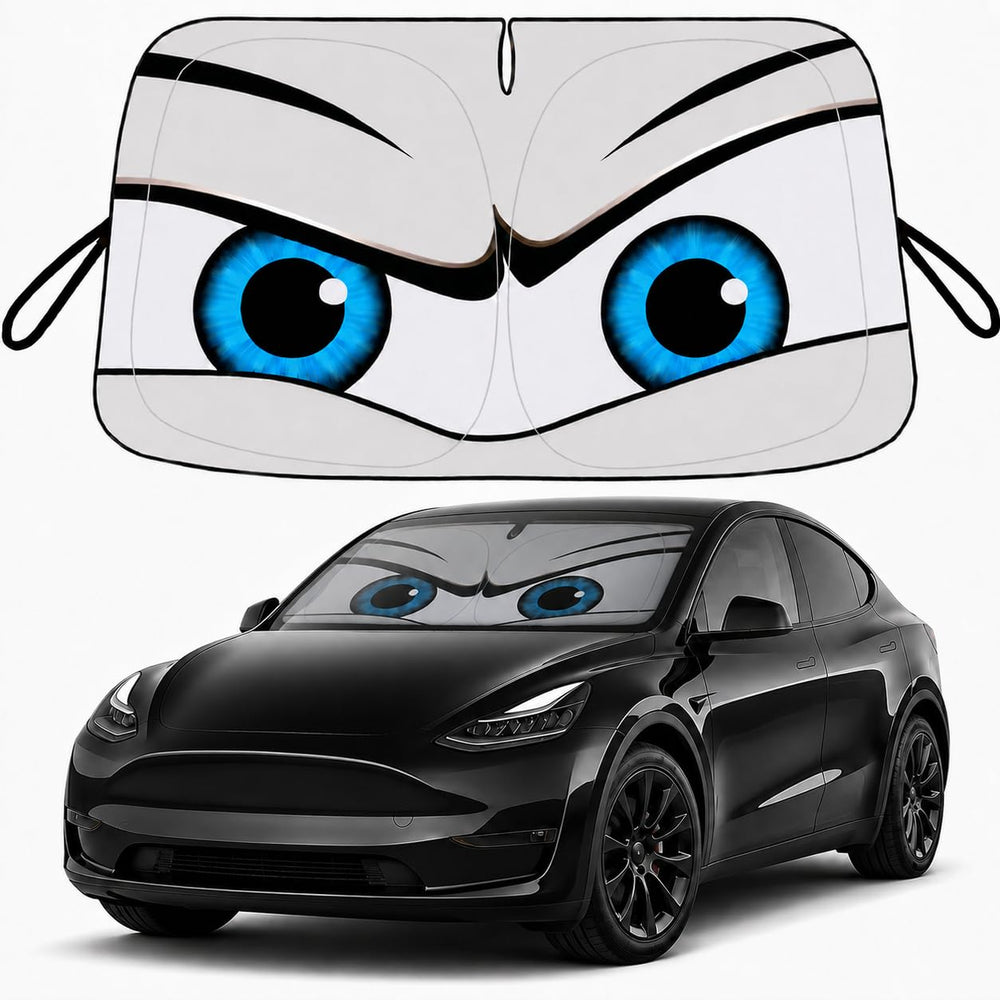 eygeufg front view on Tesla Model 3 shows full windshield coverage and sun protection