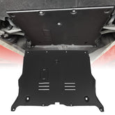 EZREXPM front skid plate installed on Tesla showing clean factory fit and protection