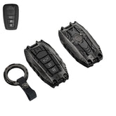 facaizhu front view of black metal key fob cover showing clean fit and protection