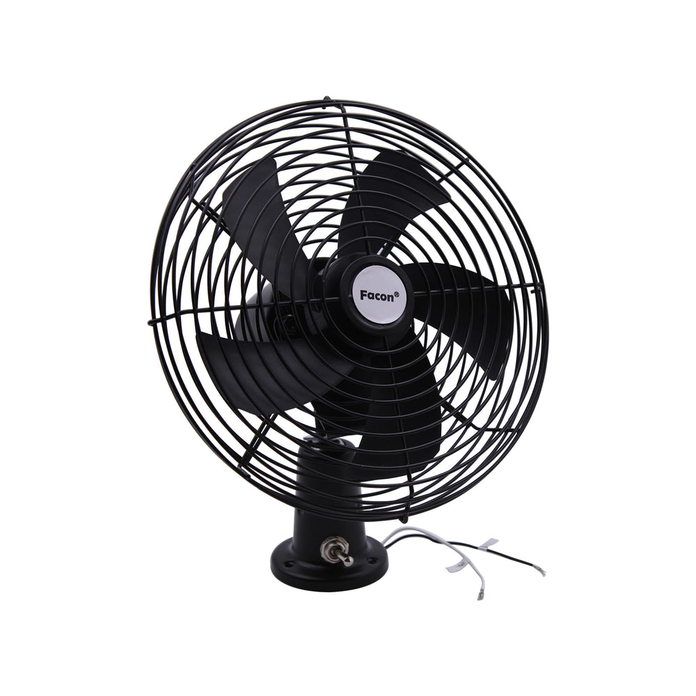 Facon fan front view showing grille and airflow, improves cabin ventilation
