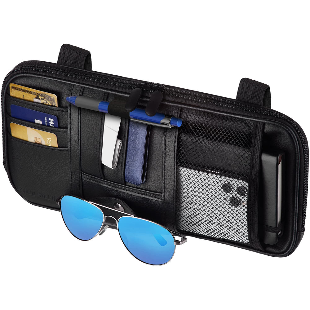 Fancy Mobility front view of visor organizer showing tidy storage and easy reach
