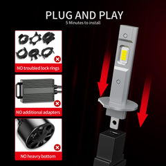 FANTELI H1 installed in vehicle headlamp demonstrating bright cool-white illumination