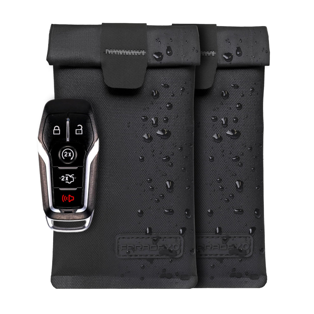 Faraday Defense front view of black key fob jacket showing protective shell and compact profile