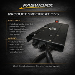 FASWORX trim switch detail on grip, quick onboard trim control