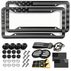 FBJTDQ front view of black flag license plate frame showing clean edges and fit