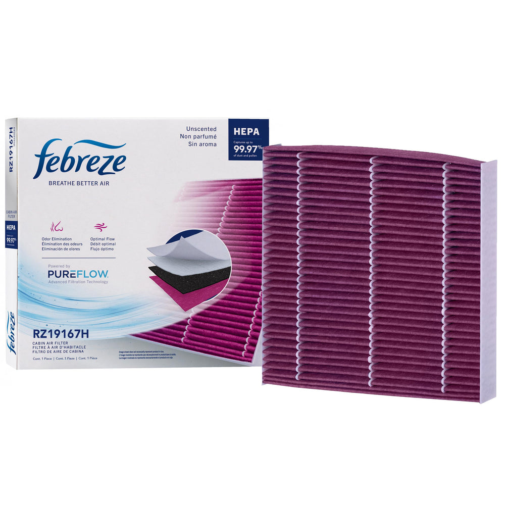 Febreze front packaging showing RZ19167H and benefits