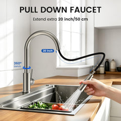 FEELSO closeup of spout curve highlighting high-arc clearance and easy filling
