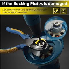 Feenynic backing plate mounted on cordless buffer demonstrating secure pad fit and balance