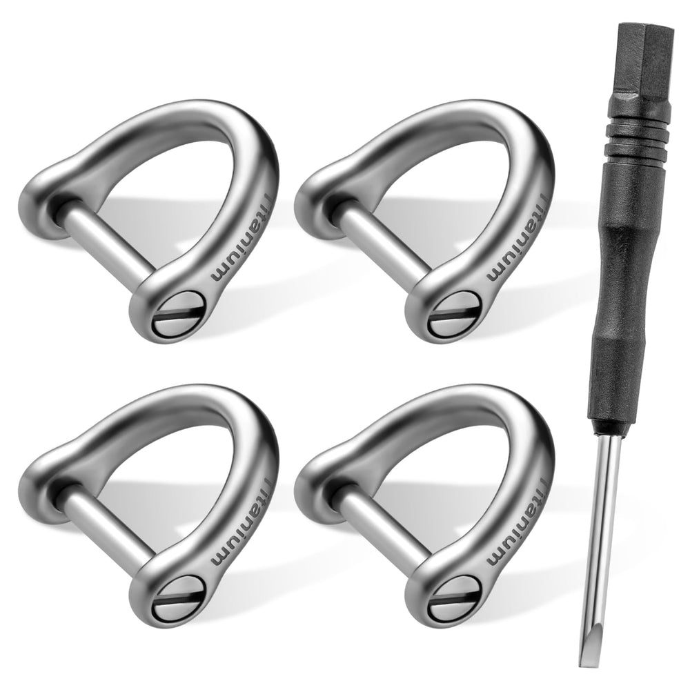 FEGVE front view of 4-pack titanium D-rings showing compact design and durability