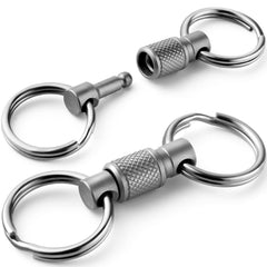FEGVE titanium keychain front view showing compact durable design and quick-release button benefit