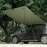 FEIWOOD GEAR front view of awning showing full shaded coverage benefit